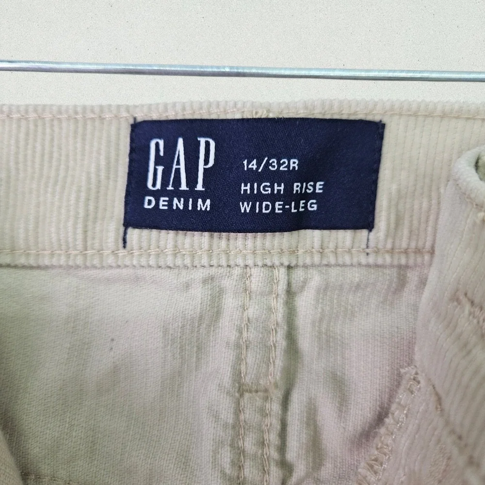 GAP Denim High Rise Wide Leg Pants Womens‎ 14/32 Beige Corduroy 90s Y2K